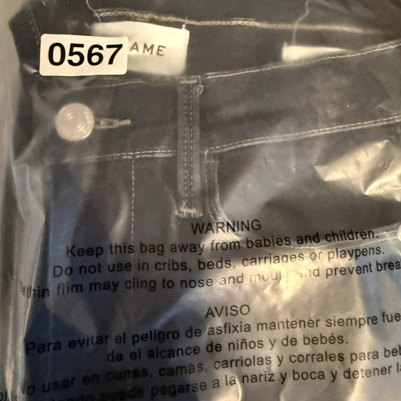 Frame Le High Straight Jeans Dark Wash Raw Hem Blue Size 28 - Picture 9 of 9